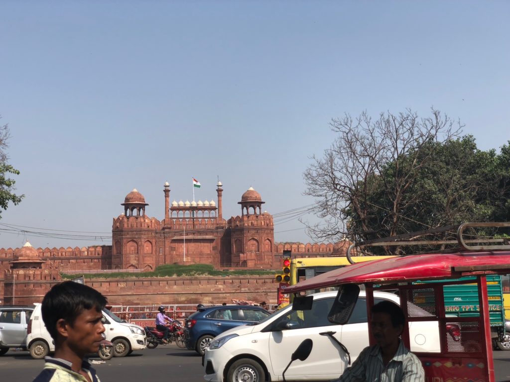 The Red Fort can be seen in the distance